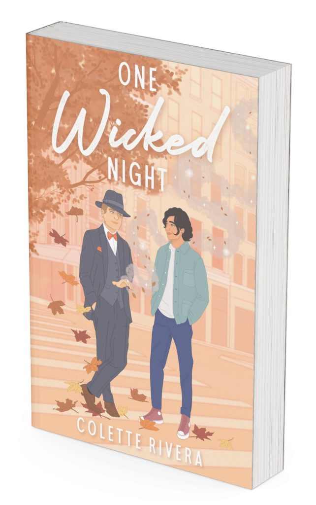 a mock up of a paperback copy of One Wicked Night