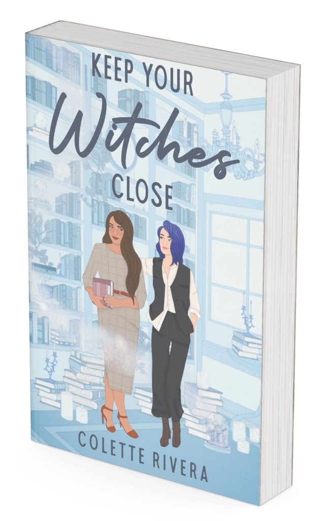 a mock up of a paperback copy of Keep Your Witches Close